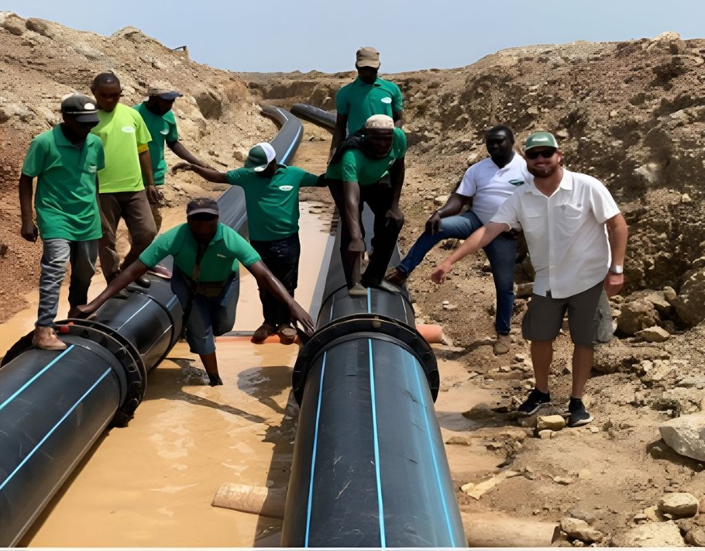 AWAA crew installing irrigation pipeline